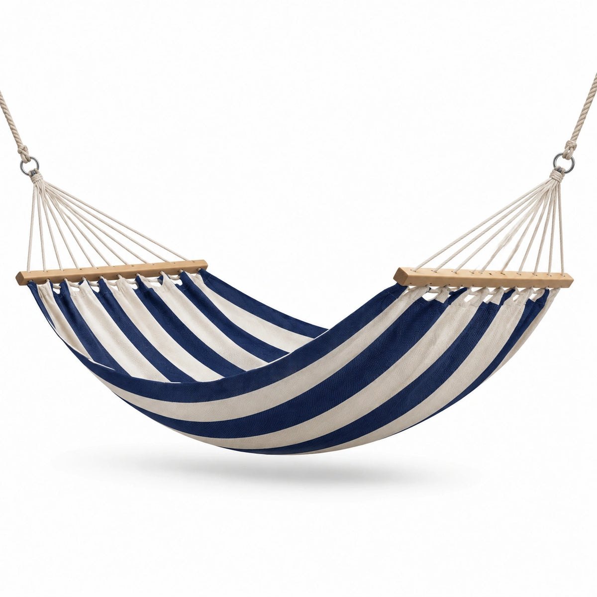 Amaca in Cotone a Strisce Blu e Bianco con Corde