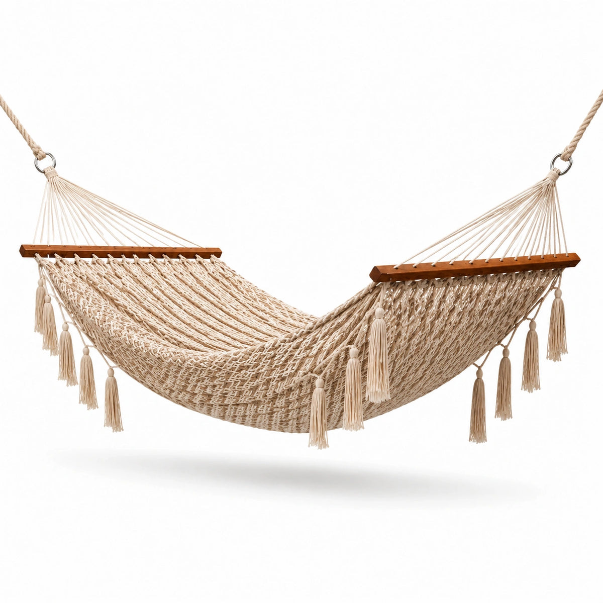 Amaca in Cotone con Frange Beige 200x150 cm