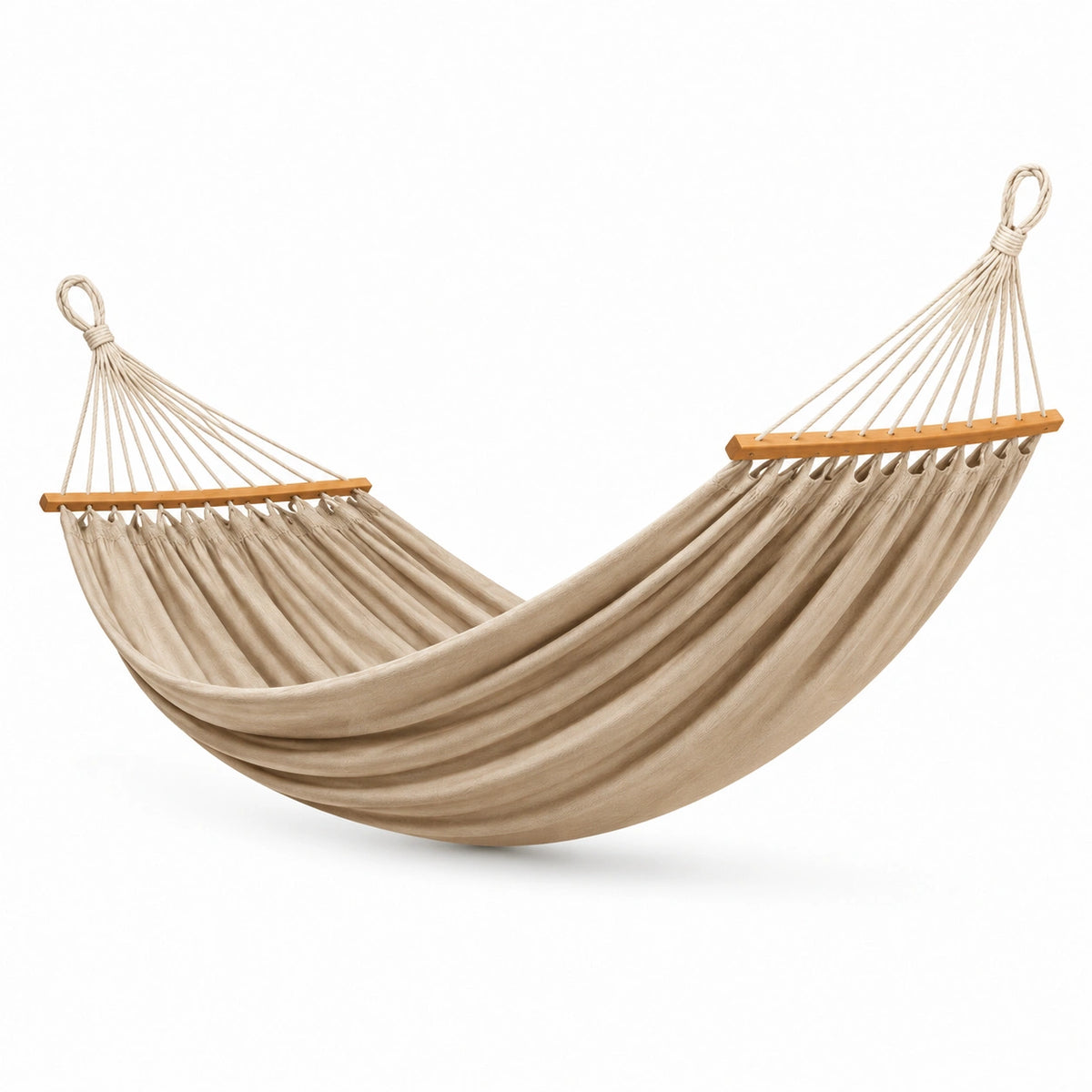 Amaca in Cotone con Barra in Legno di Faggio Beige