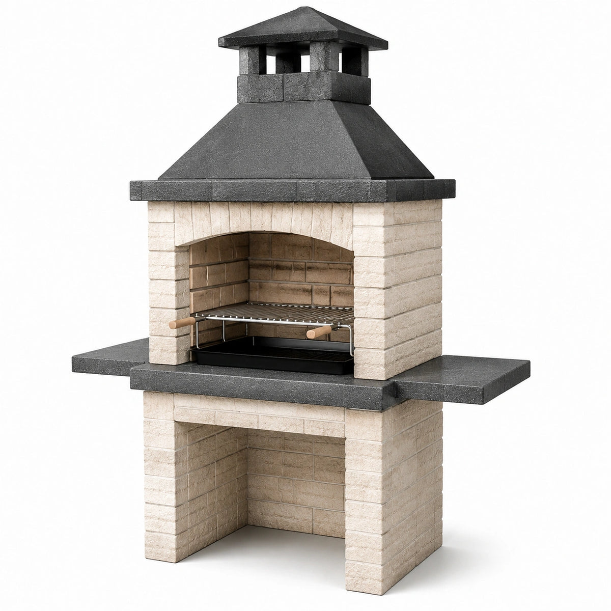 Barbecue da Esterno in Pietra Refrattaria con Griglia in Acciaio Inox
