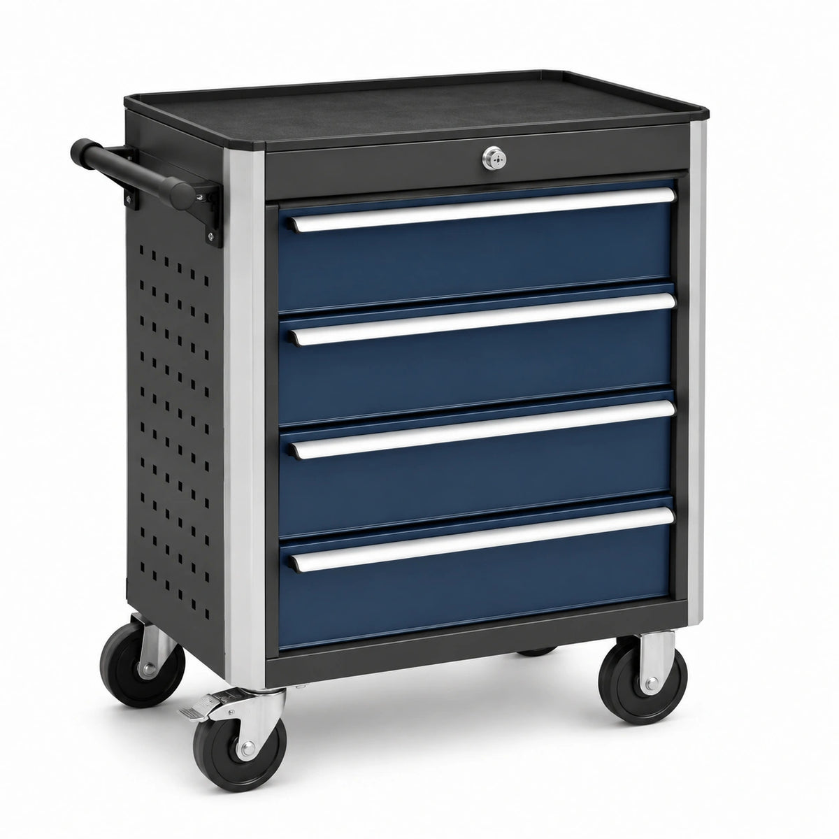 Carrello portautensili in metallo blu con ruote