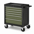 Carrello portautensili in metallo verde e nero con 6 cassetti