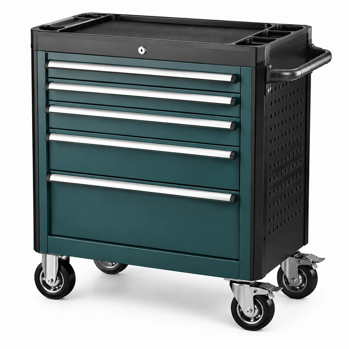 Carrello portautensili in metallo con 6 cassetti verde 70 cm