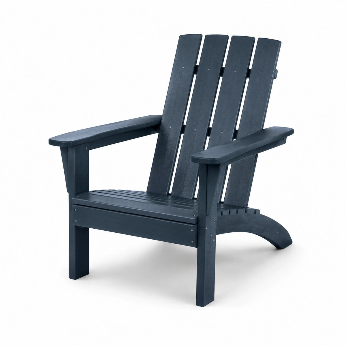 Sedia Adirondack in Plastica Blu con Schienale Alto e Braccioli