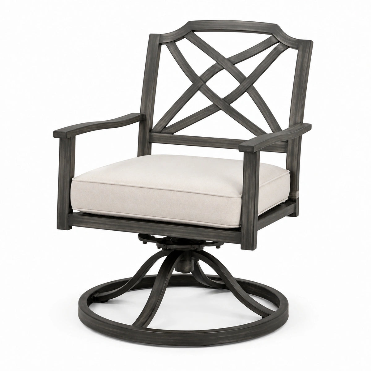 Sedia da giardino in metallo con cuscino in poliestere beige