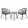Set da Giardino con 2 Sedie e Tavolo in Metallo e Corda Grigio