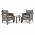 Set da giardino in rattan sintetico grigio con cuscini in poliestere
