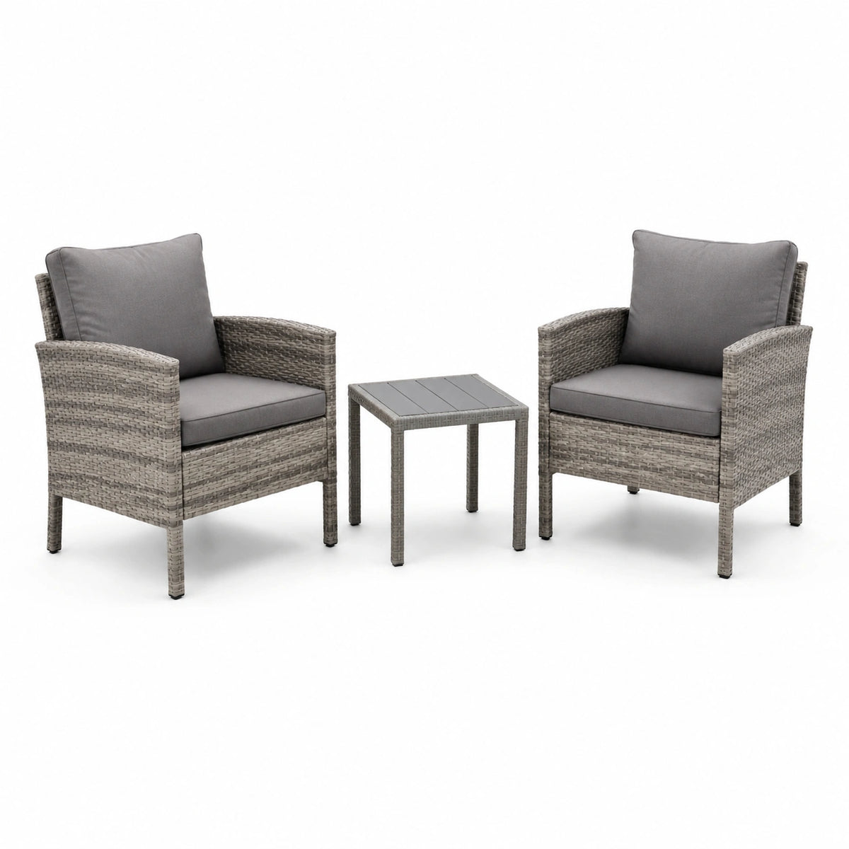Set da giardino in rattan sintetico grigio con cuscini in poliestere